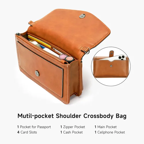 Vista 2 de Bolsos cruzados para mujer, de cuero vegano, bolsos de hombro pequeños