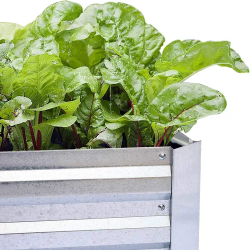 Vista 6 de Camas de jardín elevadas galvanizadas para verduras, caja de plantación grande de metal, kit de jardinería de acero para flores y hierbas