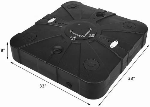 Vista 5 de Tangkula Base de sombrilla de patio con ruedas, peso relleno de arena húmeda de 260 libras, placa base cuadrada resistente para sombrilla con barra
