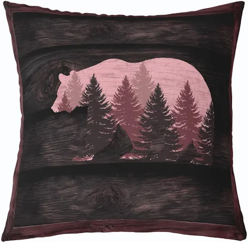 Vista 34 de Cartoon Bear Pillow Cover Cute Wild Animal Paw Print Cushion Cover for Kids Boys Girls Teens Jungle Pine Trees Silhouette Cabin Pillow Case for