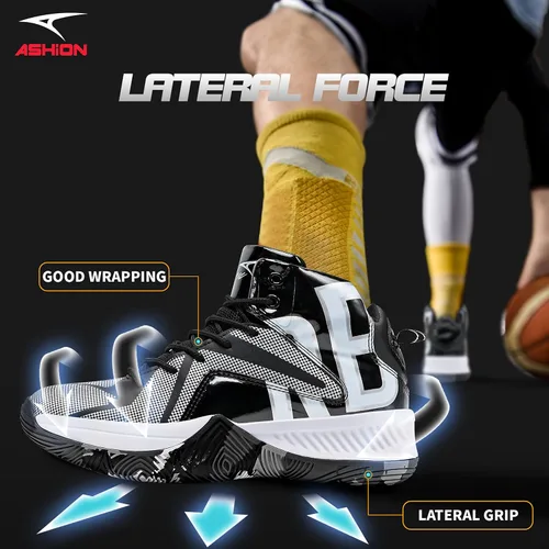 Vista 2 de ASHION Men's Basketball Shoes Mid Basketball Sneakers Non-Slip Outdoor Cushioning Workout Shoes
