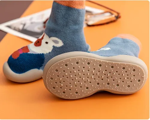 Vista 5 de 2 pares de calcetines de bebé antideslizantes de suela suave de goma para bebés