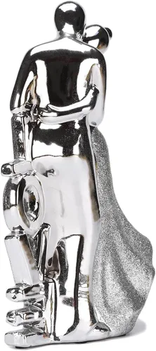 Vista 6 de Baile de cerámica besando amantes estatua pareja amor escultura moderna hogar sala de estar oficina estantería escritorio decoración plata TQGJNY44