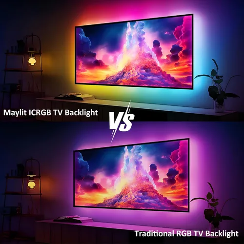 Vista 3 de Maylit ICRGB - Retroiluminación LED para TV, control por aplicación, luces LED para TV/Monitor de 20-36 pulgadas, sincronización de música, luces
