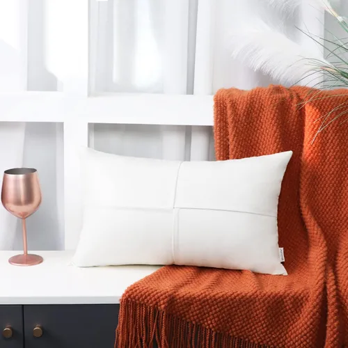 Vista 114 de BRAWARM Fundas de Almohada Decorativas de Cuero Sintético 12 X 20 Pulgadas, Fundas de Almohada Lumbar de Cuero Naranja Paquete de 2, Almohadas