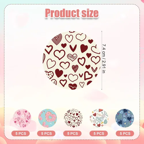 Vista 2 de 25 parches adhesivos para Libre 2 o 3, cubiertas de sensor CGM con tema de San Valentín 5 Styles, Valentine's-themed design, Non-woven Fabric