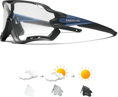 Vista 3 de KINGSEVEN Gafas de ciclismo para hombres y mujeres Bicicletas Deportes MTB Road Bike Gafas de sol Fotocromáticas LS-911