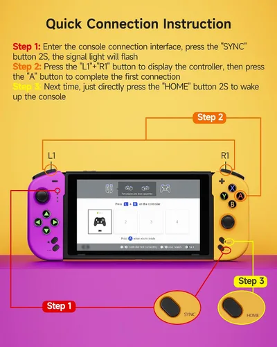 Vista 8 de EasySMX SwitchSwitch OLED Pro Controller for Handheld Mode, One-Piece Joypad Controller Replacement for Joy Con with 6-Axis Gyro, Turbo, Wake Up and