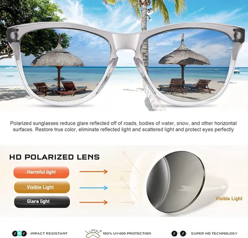Vista 6 de AMEXI Gafas de sol polarizadas cuadradas clásicas para mujeres y hombres, protección UV, gafas de sol para conducir, estilo retro de diseñador 332
