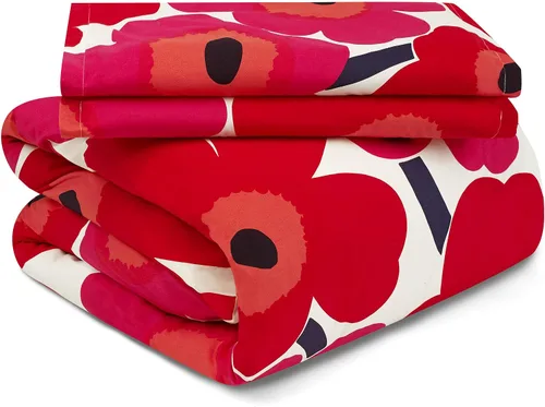 Vista 29 de Marimekko - Juego de funda de edredón tamaño Queen, ropa de cama de algodón con fundas a juego y cierre de botón, decoración del hogar para todas