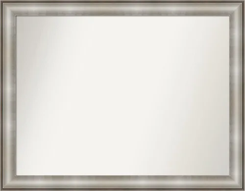 Vista 508 de Amanti Art Espejo de baño plateado para sobre el fregadero, 28 x 37 pulgadas, elegante espejo rectangular de peltre cepillado, marco de madera