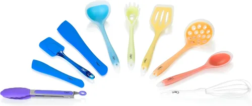 Vista 4 de Utensilios de cocina Ozeri. Set de 11 piezas de silicona todo-en-uno, multicolor.
