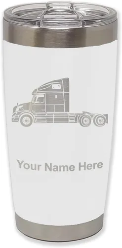 Vista 29 de LaserGram Taza aislada al vacío de 20 onzas, cabina de camión, grabado personalizado incluido (negro)