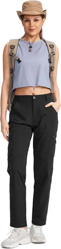 Vista 6 de Viodia Pantalones cargo de senderismo para mujer, de secado rápido, UPF50+, impermeables, para pesca, golf, viajes, con bolsillos