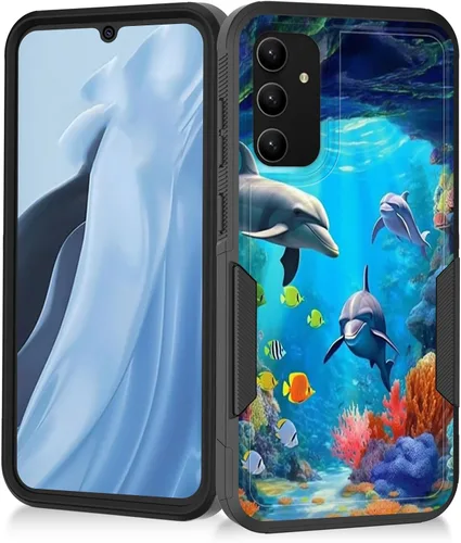 Vista 35 de Funda para Galaxy A14 5G, resistente de doble capa híbrida de policarbonato duro, goma suave, a prueba de golpes, funda protectora resistente