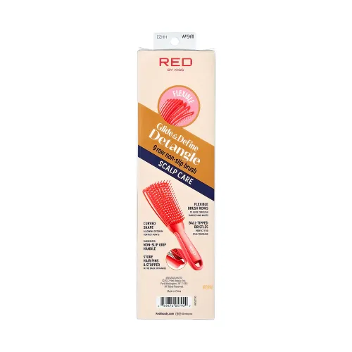 Vista 6 de Red by Kiss Glide & Define Cepillo desenredante con punta de bola antideslizante para el cuidado natural del cuero cabelludo, cerdas resistentes al
