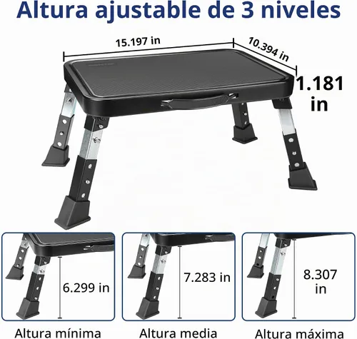 Vista 3 de BONTEC Taburete plegable, taburete de metal ajustable de 3 niveles, 330
