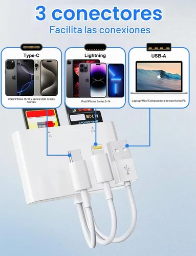 Vista 2 de Adaptador Memory Stick Pro Duo - Lector de tarjetas XD para iPhone/USB C/A, 4 en 1 SD/TF/MS/XD Lector de tarjetas Sony Cybershot lector de tarjetas