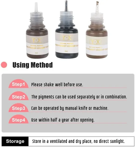 Vista 6 de Semme Tinta de tatuaje, botella de 0.3 fl oz, tinta de tatuaje semipermanente profesional, tinta de pigmento microblading, maquillaje