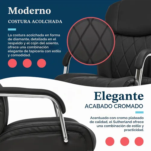 Vista 5 de La-Z-Boy Sutherland CHR10048A - Silla giratoria ergonómica de piel Negro