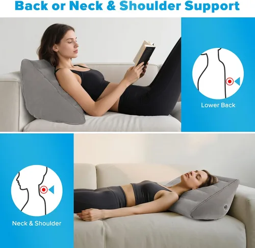 Vista 3 de USHMA Almohada inflable de cuña de rodilla para dormir de espalda, almohada debajo de la rodilla para dormir de espalda, cómoda almohada inflable