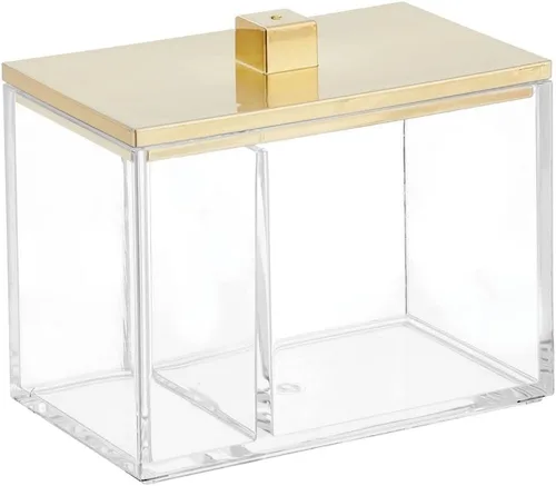Vista 8 de mDesign Organizador Moderno Cuadrado para Encimera de Tocador de Baño, Recipiente Tarro de Almacenamiento para Hisopos de Algodón, Discos, Bolas