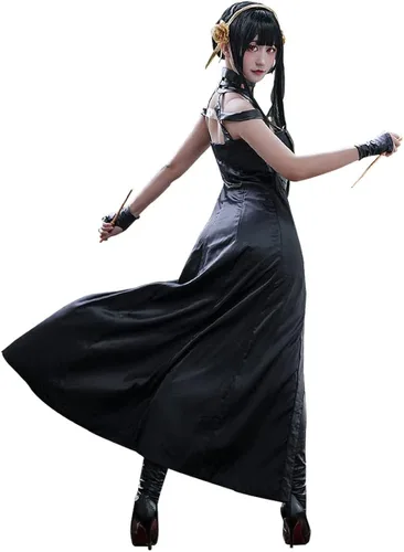 Vista 2 de HNZQE Disfraz de anime SPY FAMILY Yor Forger para cosplay de Yor Briar, uniforme de fiesta de Halloween con peluca para mujeres y hombres
