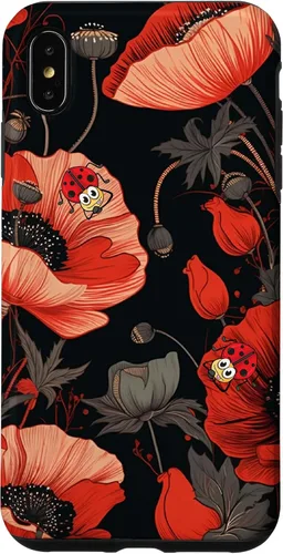 Vista 11 de Poppy Flower Ladybug Red & Black Pattern Case for iPhone 17