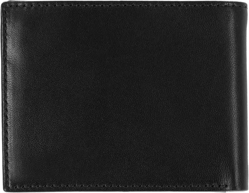 Vista 4 de Steve Madden Cartera delgada de cuero para hombre con bolsillos abatibles adjuntos de capacidad adicional Negro (guante)