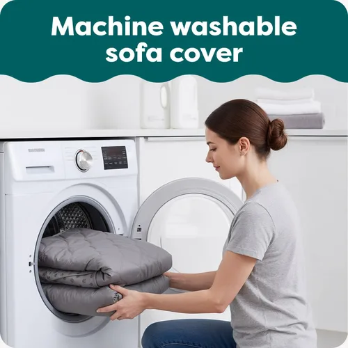 Vista 5 de Furhaven - Funda para muebles de sala de estar para perros y gatos, protector reversible de dos tonos, resistente al agua, lavable, color gris
