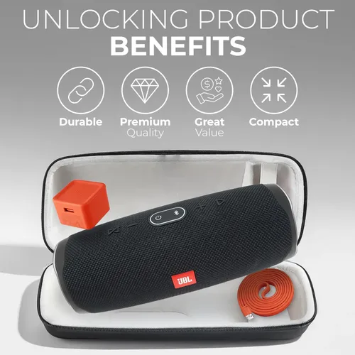 Vista 5 de HomEquip Funda rígida para altavoz portátil inalámbrico JBL Charge 5 / Charge 4 (funda solamente)