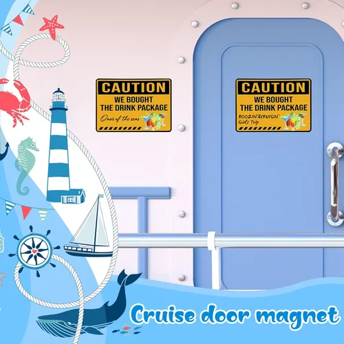 Vista 5 de LEIFIDE 2 piezas de imanes de puerta de crucero, decoraciones grandes de precaución, divertidas calcomanías de cabina para carnaval, puerta