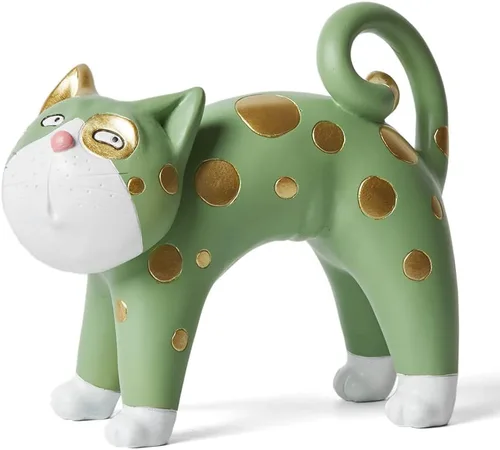 Vista 13 de SEINHIJO Estatua de gato, escultura de animal, decoración moderna, arte de regalo para el hogar, dormitorio, sala de estar, poliresina, azul, 6.0