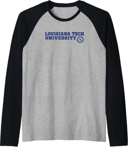 Vista 14 de Louisiana Tech Bulldogs - Camiseta de béisbol raglán con texto en bloque, Negro