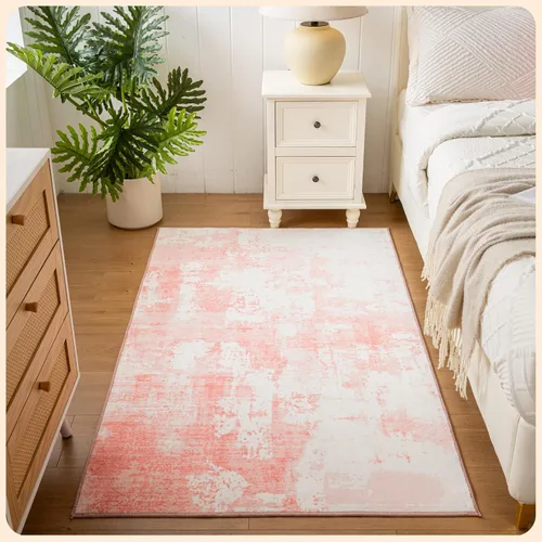 Vista 342 de Istana Alfombra larga antideslizante de 2.5 x 8 para el hogar, para pasillo y cocina, lavable, sedosa y suave al tacto, elegante, color azul y marfil