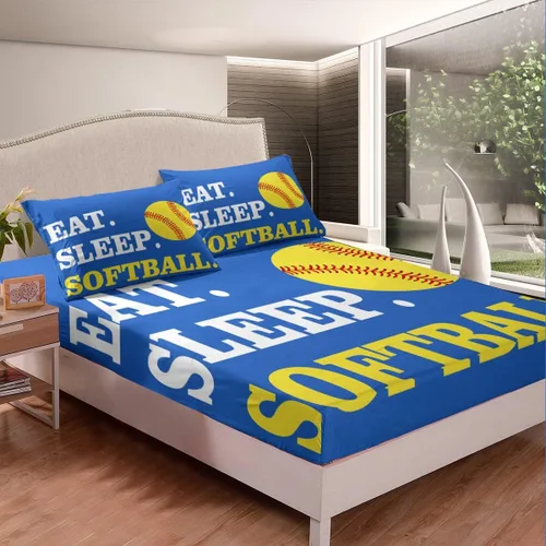 Vista 120 de Feelyou Juego de sábanas de béisbol para niños, juego de sábanas con temática deportiva de pelota, tamaño individual, para niños, adolescentes