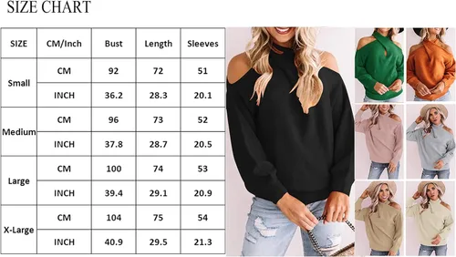 Vista 6 de Angashion - Suéteres casuales para mujer hombros descubiertos y manga larga sin botones con cuello en V cuello cruzado o cuello halter