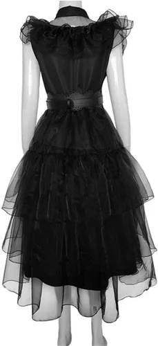 Vista 3 de Labayii Wednesday Addams Costume Dress Kids Girls Family Halloween Costumes Cosplay Party 6-12 Years
