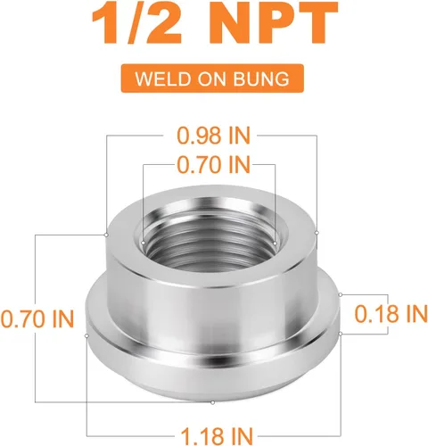 Vista 2 de GASHER 2PCS soldadura de aluminio en Bung 1/2 "NPT hembra soldable accesorios de tanque de combustible