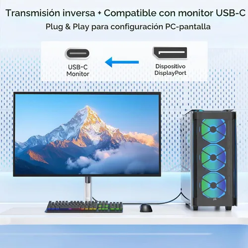 Vista 5 de Cable Matters Cable USB C a DisplayPort 2.1 bidireccional de 40 Gbps, 3 pies/3 ft