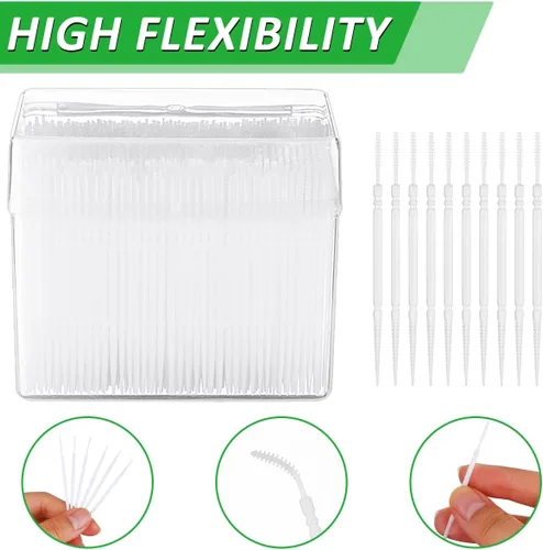 Vista 4 de 1100pcs palillo de dientes de plástico palillo de dientes de higiene oral 2 vías interdental cepillo palillo
