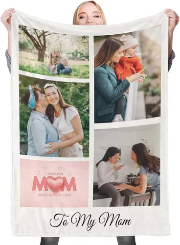 Vista 25 de Regalos de cumpleaños personalizados, manta personalizada con mis propias fotos para mujeres, hombres, mamá, papá