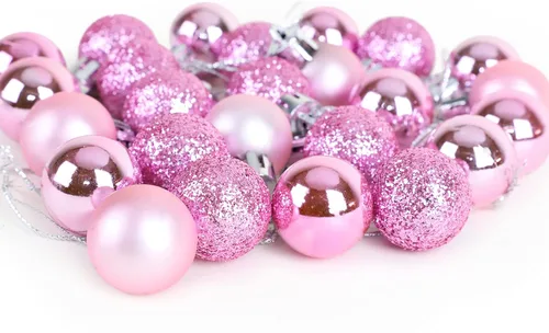 Vista 3 de Christmas Concepts® Juego de 25 mini bolas para árbol de Navidad - 25 mm - Adornos colgantes decorados con acabado brillante, mate y purpurina