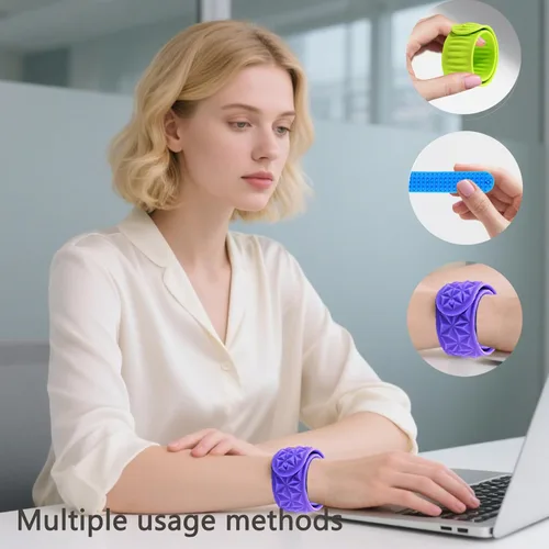 Vista 2 de Paquete de 6 juguetes para ansiedad, pulseras para autismo, juguete sensorial calmante para necesidades especiales, juguetes sensoriales de silicona
