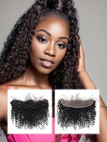 Vista 8 de Extensiones de cabello humano ondulado profundo (14 pulgadas, 1 encaje frontal negro natural)