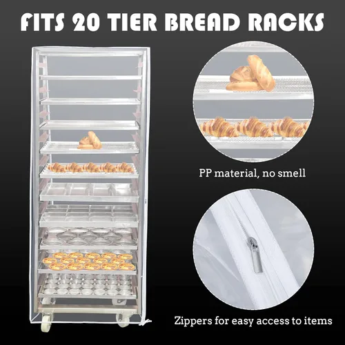 Vista 3 de Riakrum 2 piezas de 2 piezas de cubierta para panecillos para panadería, hoja de 20 niveles para el hogar, cocina, restaurante, panadería, 28