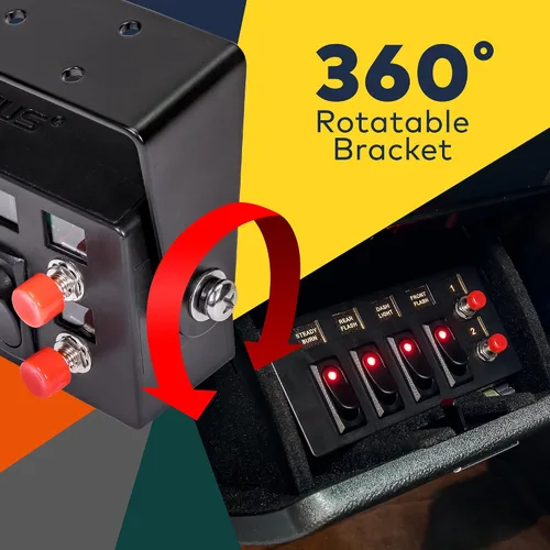 Vista 5 de LAMPHUS SWBX42 caja de interruptor retroiluminado LED [4 x 25 A ENCENDIDO/APAGADO interruptores basculantes] [2 interruptores momentáneos]