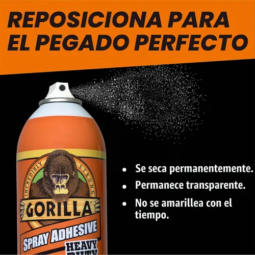 Vista 4 de Gorilla Adhesivo en aerosol resistente, multiusos y reposicionable