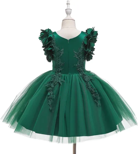 Vista 3 de Weileenice Vestido de encaje para niña de flores, para boda, Navidad, fiesta