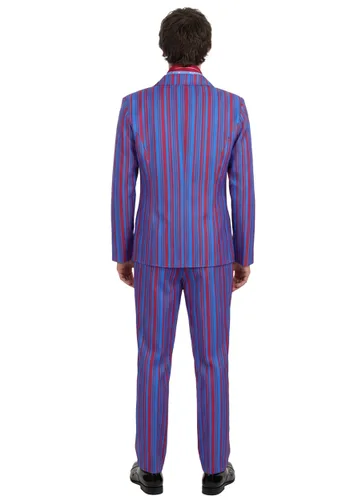 Vista 2 de Traje de disfraz de hombre de los 60 con rayas moradas estilo swinger Multicolor